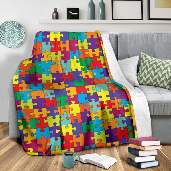 Autism Awareness Merchandise Pattern Print Blanket