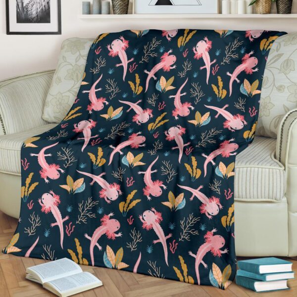 Axolotl Black Pattern Print Blanket