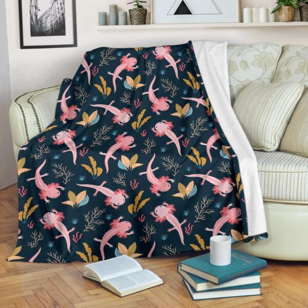 Axolotl Black Pattern Print Blanket