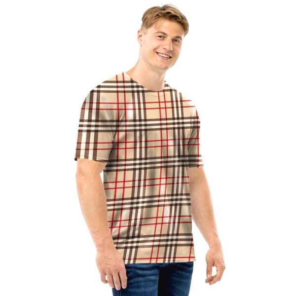 Beige Plaid Tartan Men T Shirt