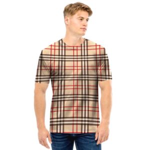 Beige Plaid Tartan Men T Shirt b6ece05a 12d9 4f51 b8a6 9228e0b43493