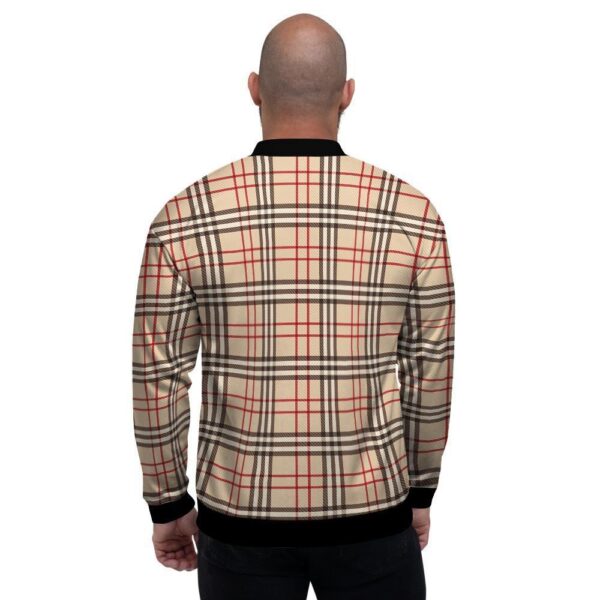 Beige Plaid Tartan Men’s Bomber Jacket