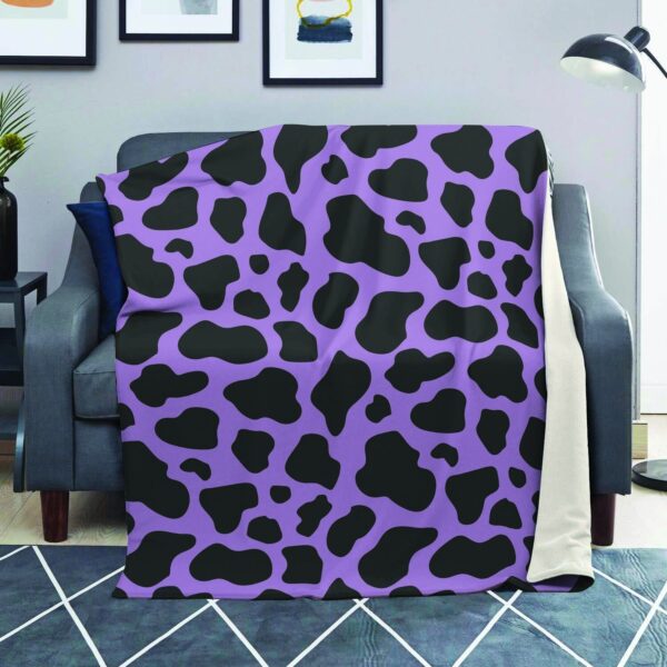 Black And Purple Cow Print Blanket