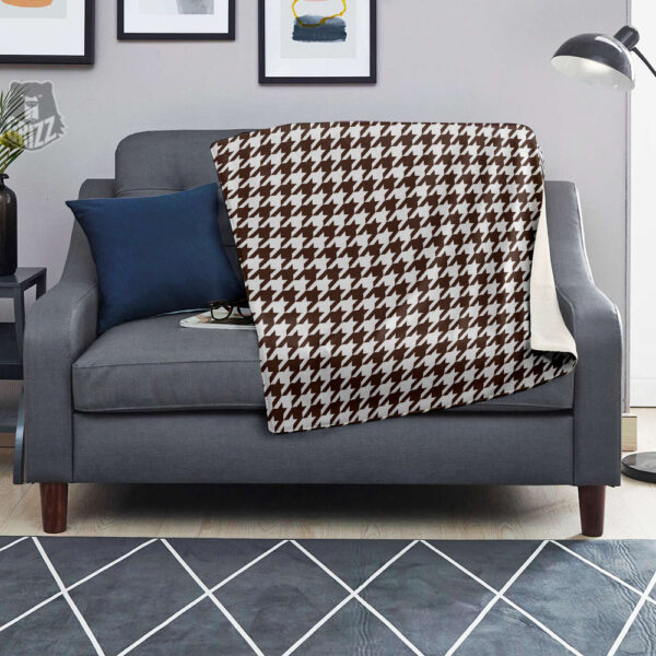 Brown Houndstooth Print Blanket