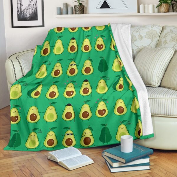 Cartoon Green Avocado Pattern Print Blanket