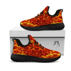 Kaleidoscope Flame Print Black Athletic Shoes