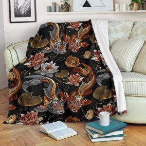 Koi Fish Crochet Lotus Pattern Print Blanket 340b5870 b4d8 4511 9db1 dbae1dfe1ae4