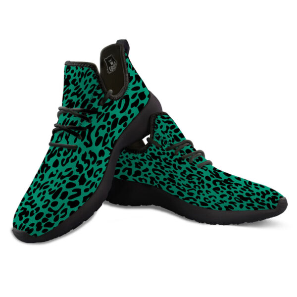 Leopard Green Print Black Athletic Shoes