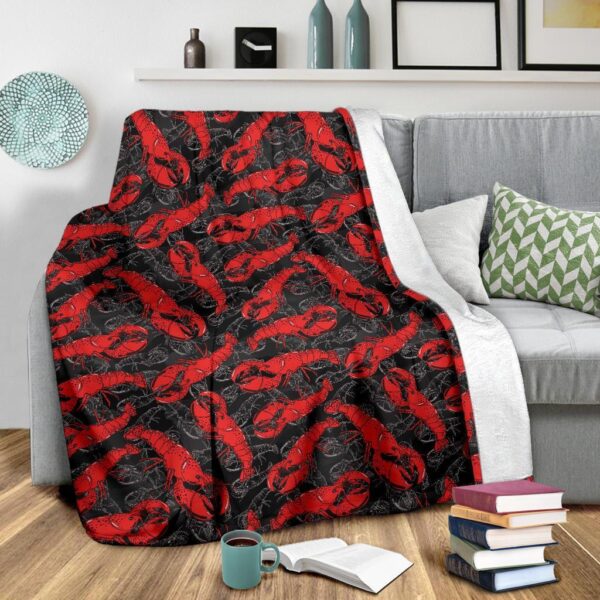 Lobster Black Pattern Print Blanket