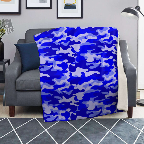 Navy Camo And Camouflage Print Blanket