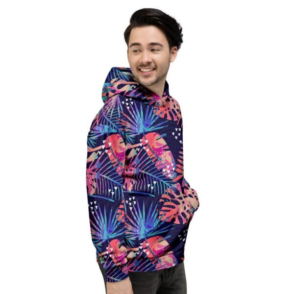 Neon Palm Leaf Hawaiian Print Men’s Hoodie