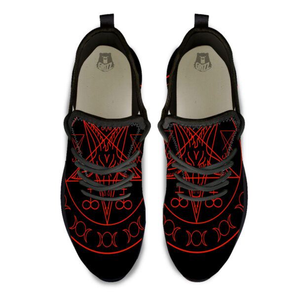 Pentagram Symbol Red Satanic Print Black Athletic Shoes