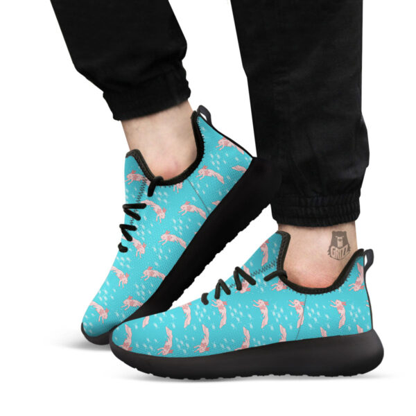 Pink Axolotl Teal Print Pattern Black Athletic Shoes