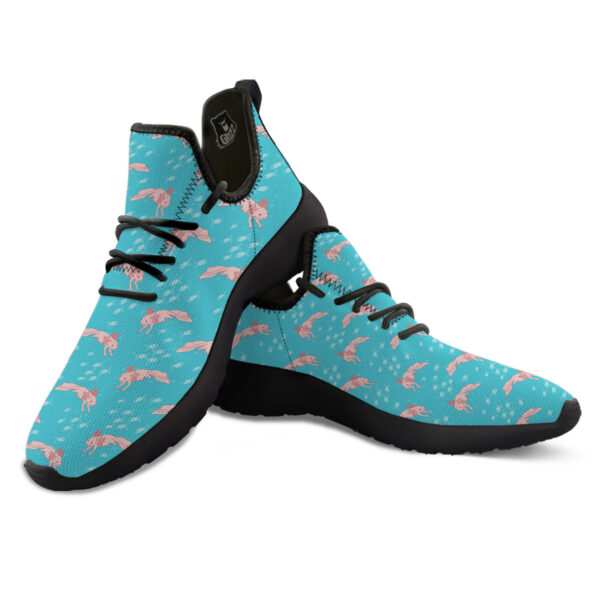 Pink Axolotl Teal Print Pattern Black Athletic Shoes