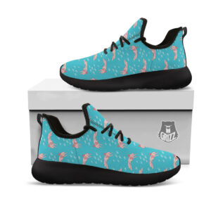 Pink Axolotl Teal Print Pattern Black Athletic Shoes