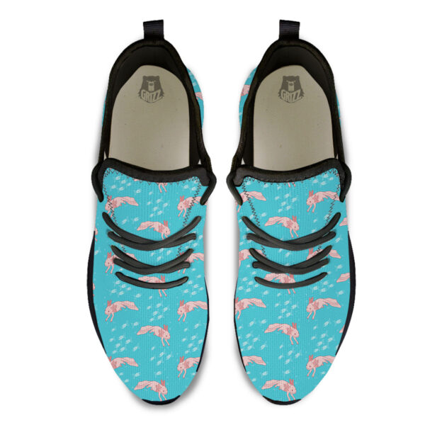 Pink Axolotl Teal Print Pattern Black Athletic Shoes