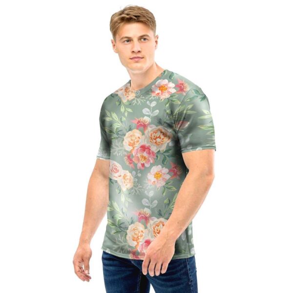 Pink Rose And Peony Floral Men T Shirt