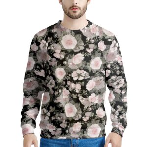 Pink Rose Floral Pattern Print Mens Sweatshirt 247d6fde d063 4324 b35a 749a81225039