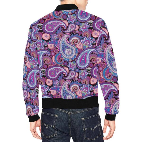 Purple Paisley Pattern Print Men’s Bomber Jacket