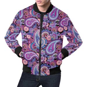 Purple Paisley Pattern Print Mens Bomber Jacket 9eff0177 9894 4021 8dab 786c3292926d