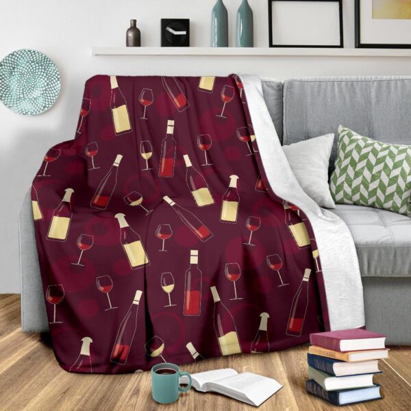 Red Wine Glass Bottle Print Pattern Blanket