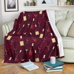 Red Wine Glass Bottle Print Pattern Blanket 67ac8baf 66ea 4d61 befb 65128797a12b