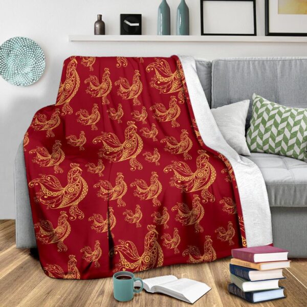 Rooster Pattern Print Blanket