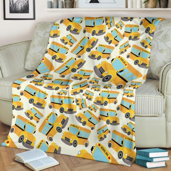 School Bus Pattern Print Blanket