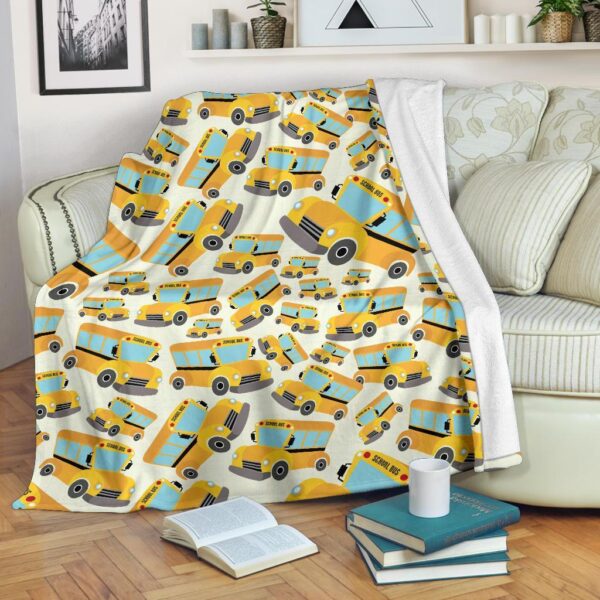 School Bus Pattern Print Blanket