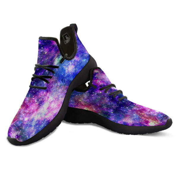 Space Blue Starfield Purple Galaxy Print Black Athletic Shoes