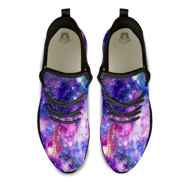 Space Blue Starfield Purple Galaxy Print Black Athletic Shoes