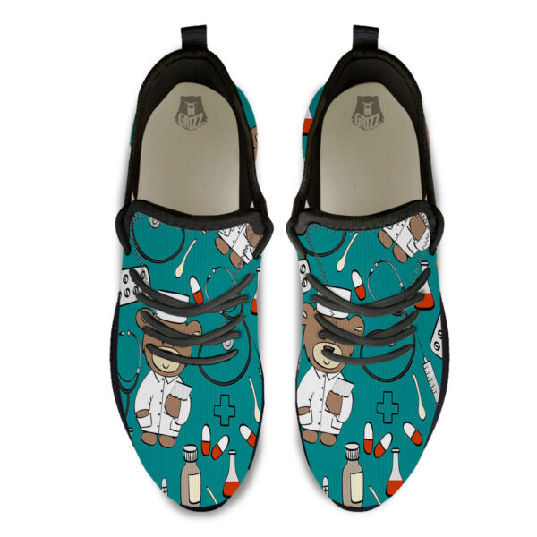 Teal Teddy Bear Nurse Black Athletic Shoes