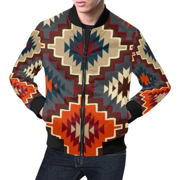 Tribal Indians Native American Aztec Navajo Print Men’s Bomber Jacket