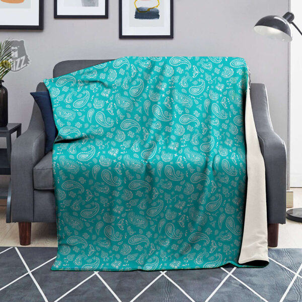 Turquoise Paisley Bandana Print Blanket