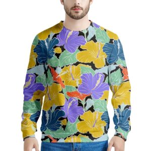 Violet Hibiscus Flower Hawaiian Print Mens Sweatshirt 3059bd99 dbb5 4d1a bff1 c488af5546c8