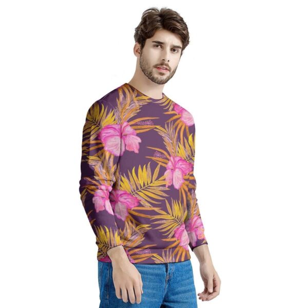 Watercolor Hibiscus Flower Hawaiian Print Men’s Sweatshirt