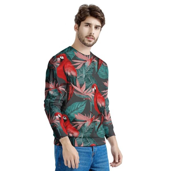 Watercolor Parrot Tropical Print Men’s Sweatshirt