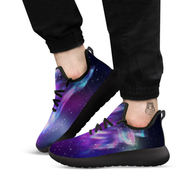 Wolf Spirit Aurora Howling Print Black Athletic Shoes