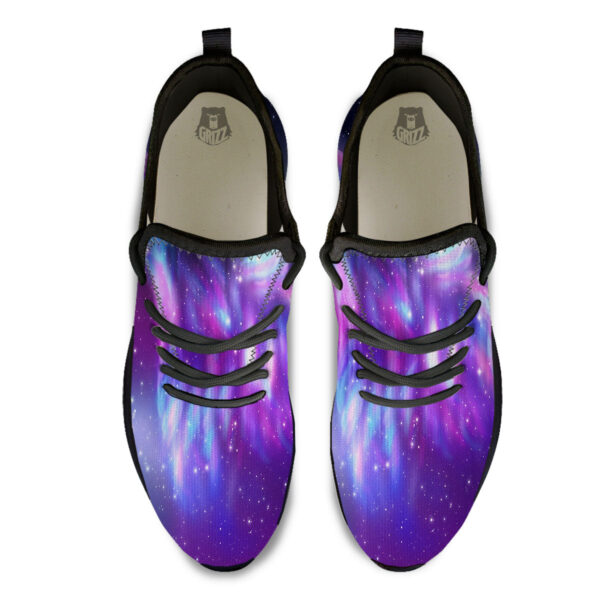 Wolf Spirit Aurora Howling Print Black Athletic Shoes