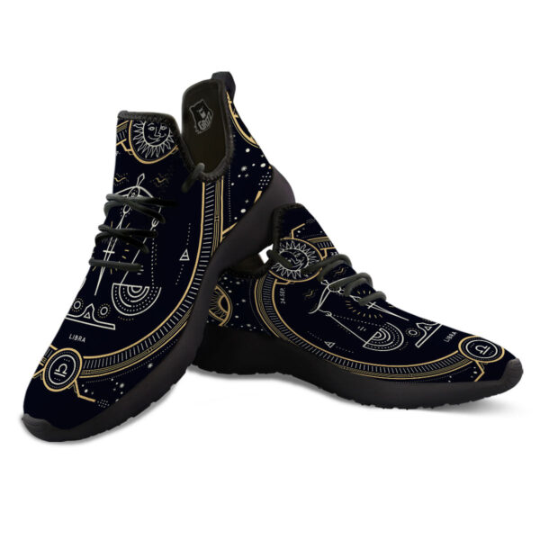 Zodiac Sign Vintage Libra Print Black Athletic Shoes