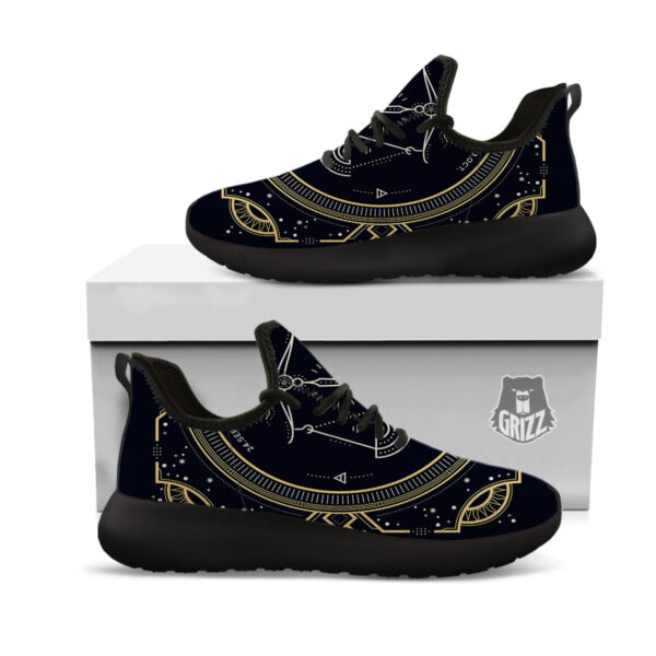 Zodiac Sign Vintage Libra Print Black Athletic Shoes